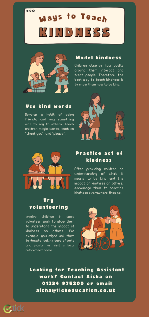 Check out our latest infographic full of teaching tips and how to teach children kindness. Tick Education offer various resources full of teaching tips, as well as free courses! Contact Tick Education today.