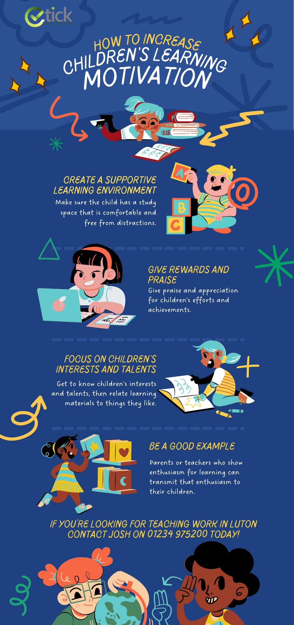 If you are looking for work as a teacher or want to know more on how you can work as a teacher then get in contact with Tick Education today!