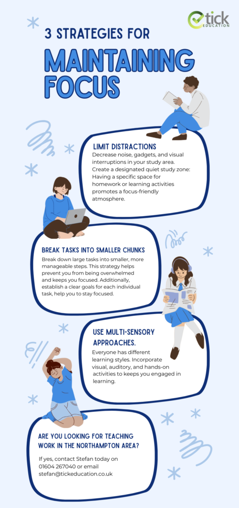 Check out our latest infographic on how to keep students focused during their study time. 